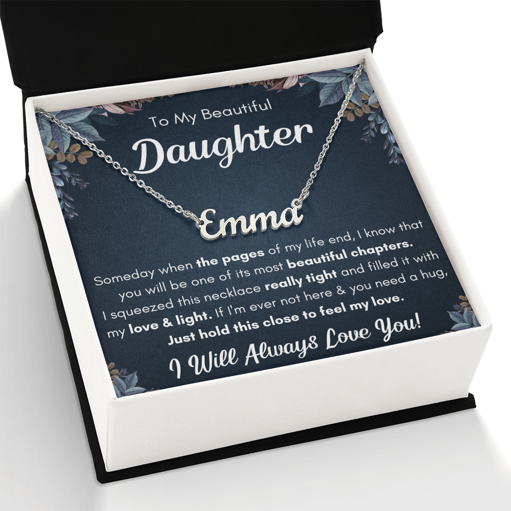 TO MY DAUGHTER CHAPTERS SQUEEZED NAME NECKLACE GIFT SET