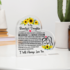 TO MY DAUGHTER PROUD ACRYLIC HEART PLAQUE