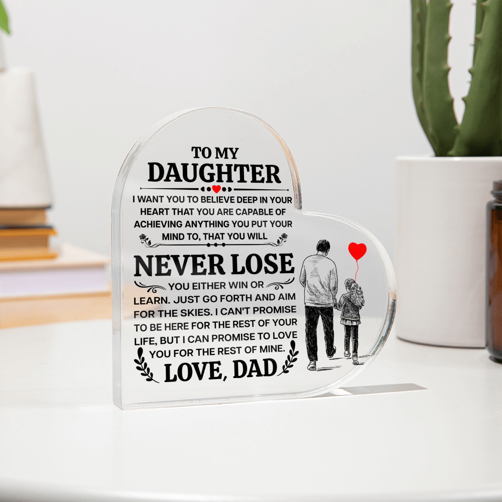 TO MY DAUGHTER PROMISE HEART ACRYLIC PLAQUE