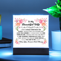 TO MY BEAUTIFUL WIFE SQUARE ACRYLIC PLAQUE 1