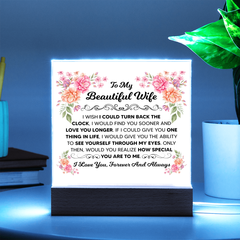TO MY BEAUTIFUL WIFE SQUARE ACRYLIC PLAQUE 1