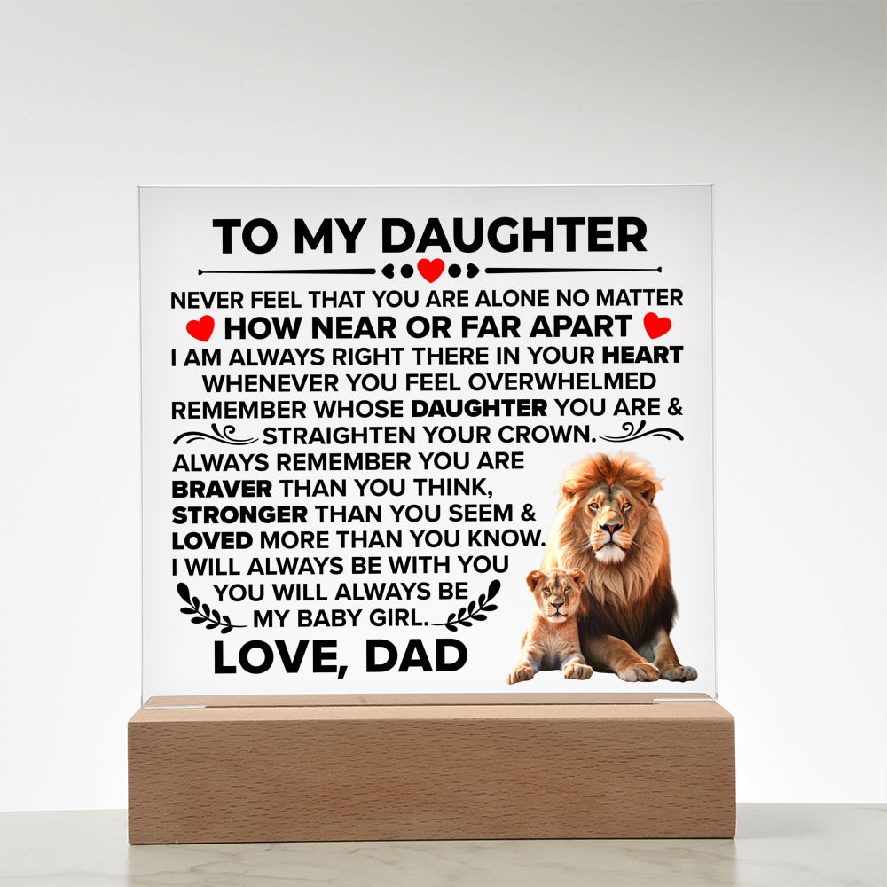 TO MY DAUGHTER BRAVER SQUARE ACRYLIC