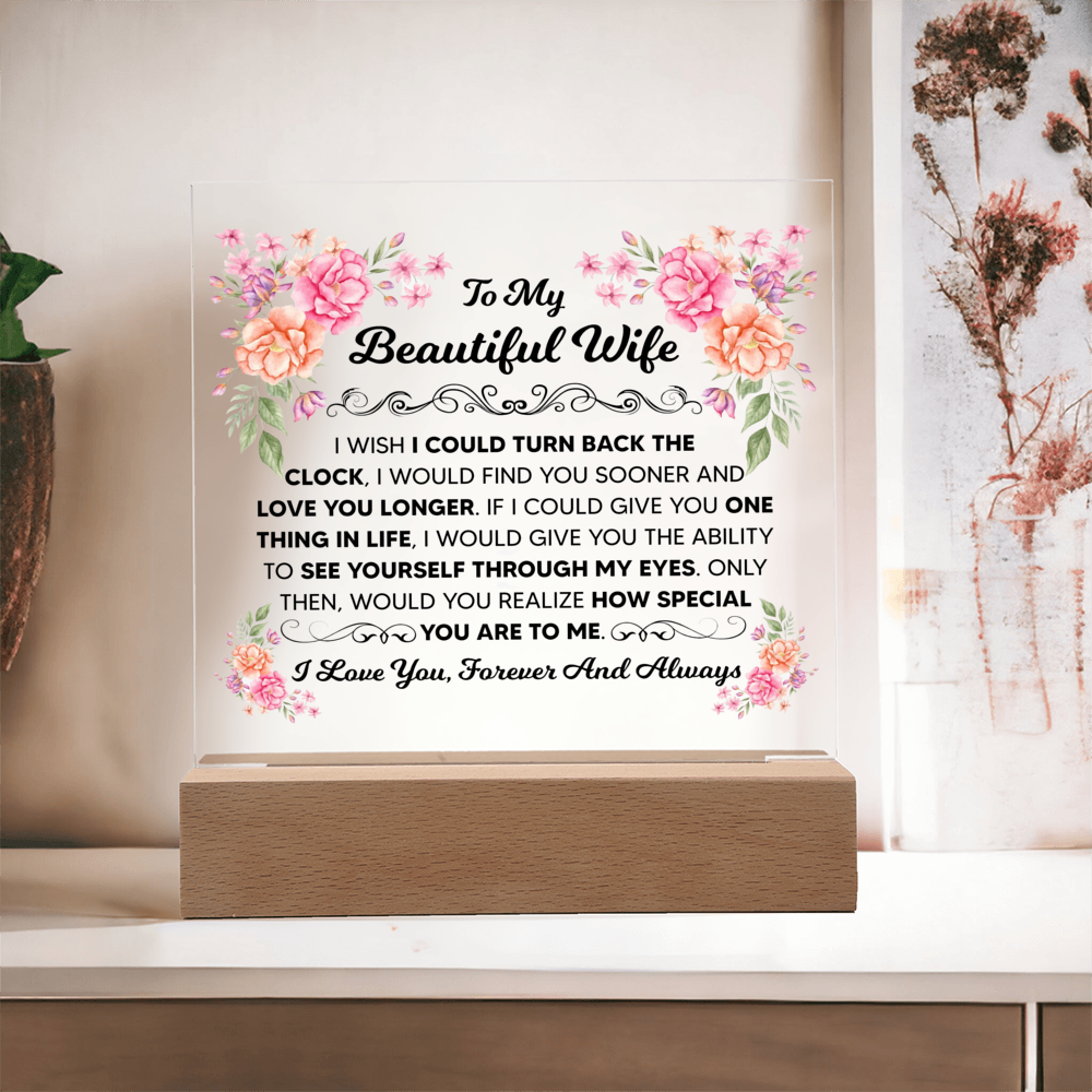 TO MY BEAUTIFUL WIFE SQUARE ACRYLIC PLAQUE 1