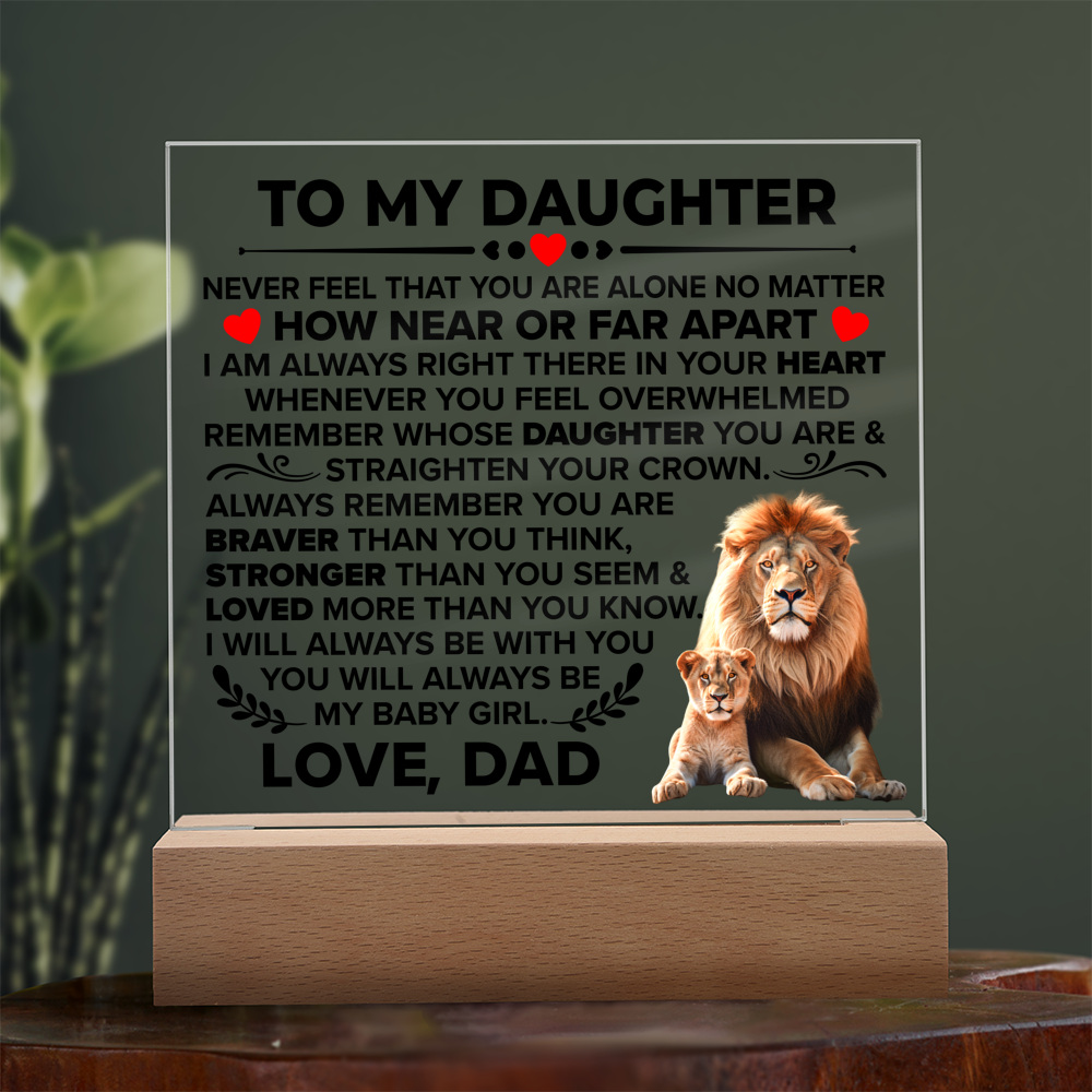 TO MY DAUGHTER BRAVER SQUARE ACRYLIC